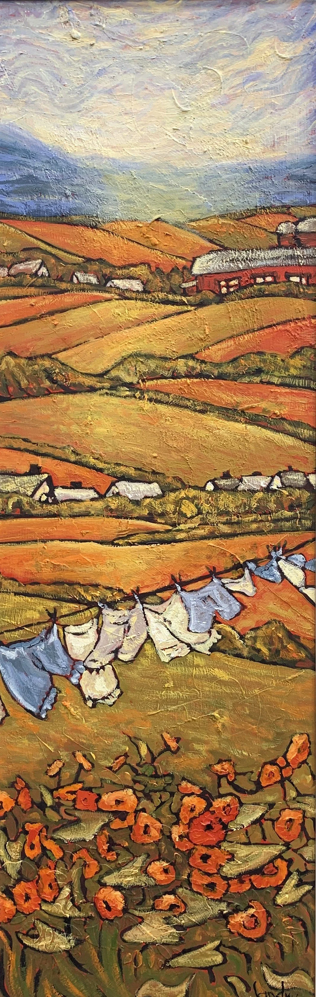 Johane Landry - Soliel, Vent, Ete d' Amour, (Sun, Wind, Summer of Love),  Oil on canvas, 30 x 12, framed, (Gallery-owned - purchased for $450) suggested retail $1200.JPG