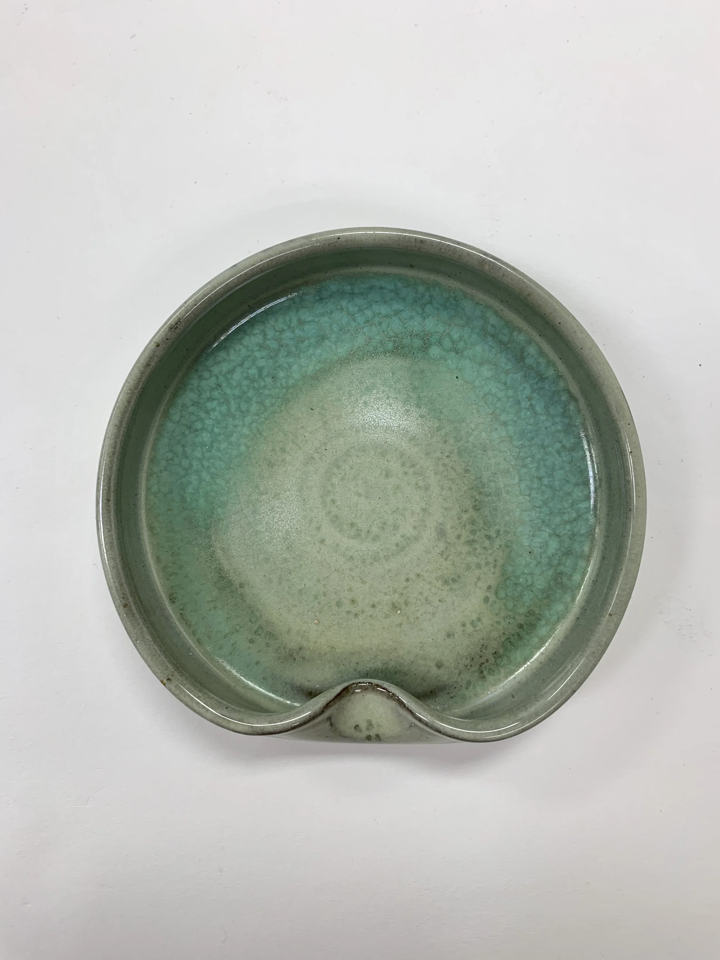 Deichmann Pottery - Turquoise Curled Lip Shallow Dish - top.jpg
