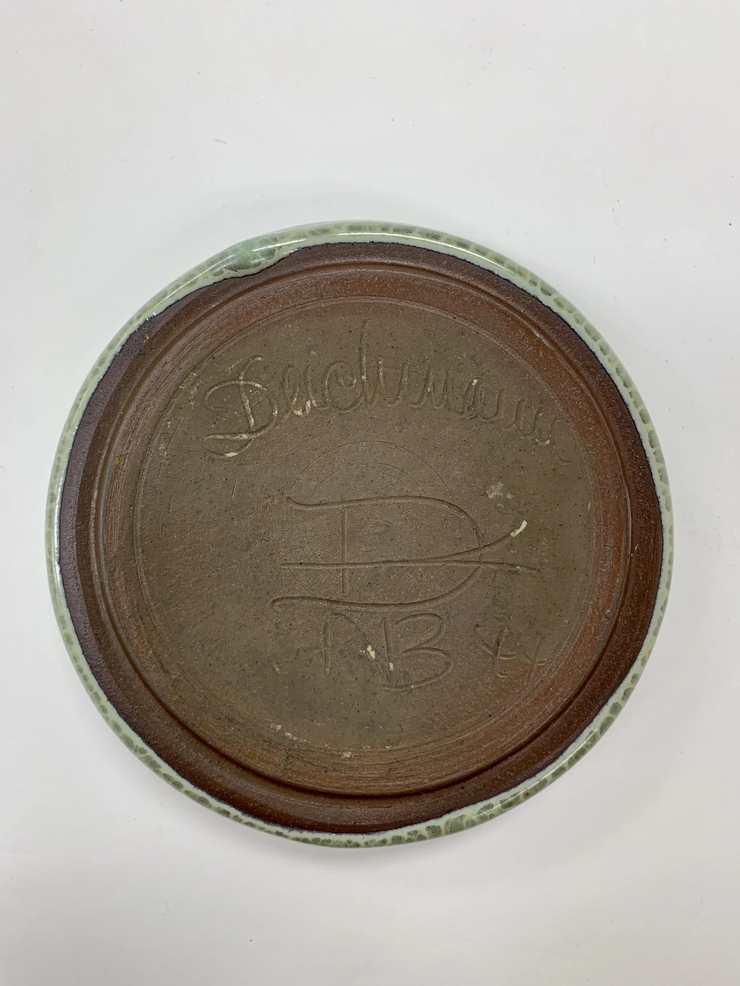 Deichmann Pottery - Turquoise Curled Lip Shallow Dish - bottom.jpg