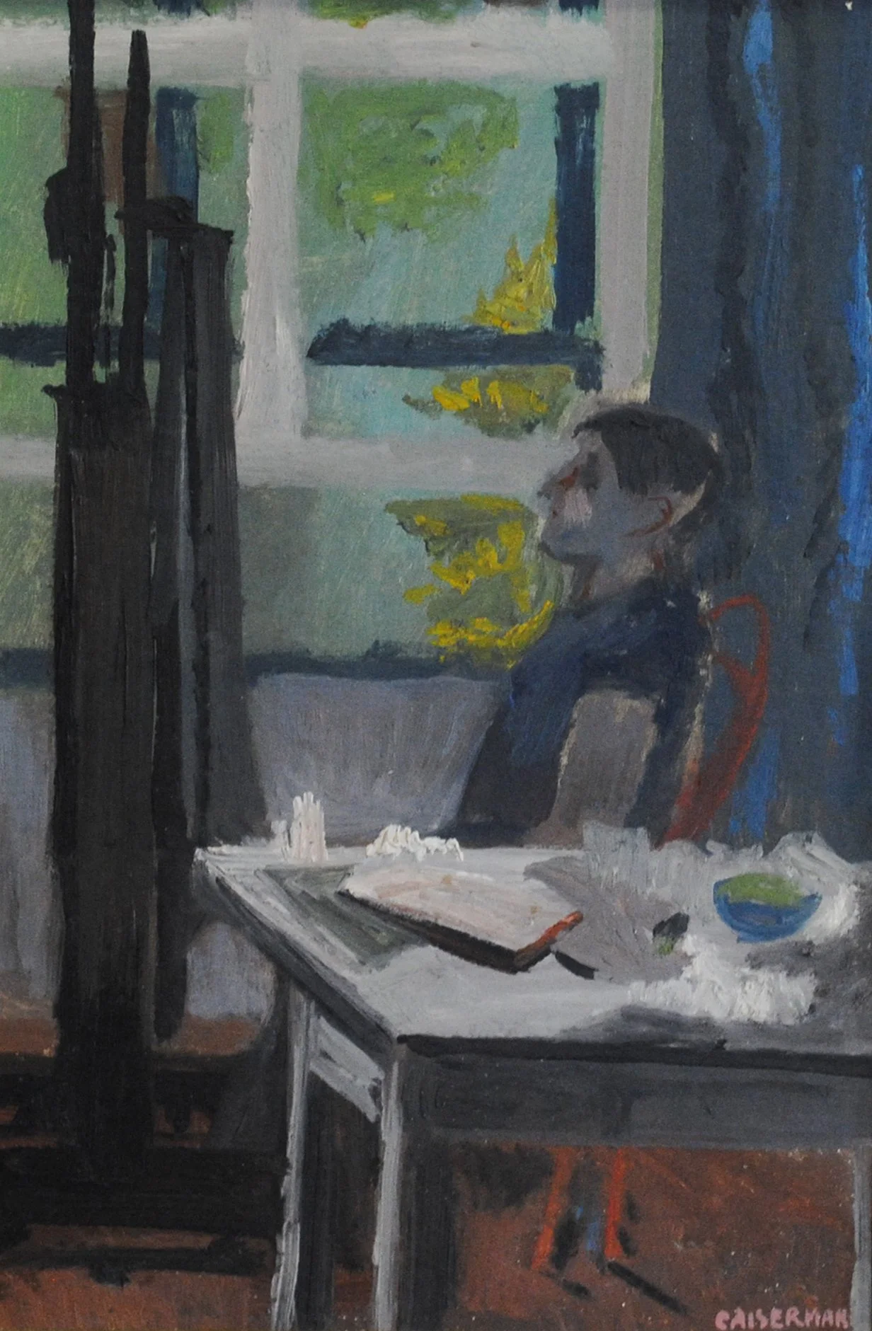 Ghitta Caiserman, The Artist At Work, Oil, 12x8'', $250, framed.JPG