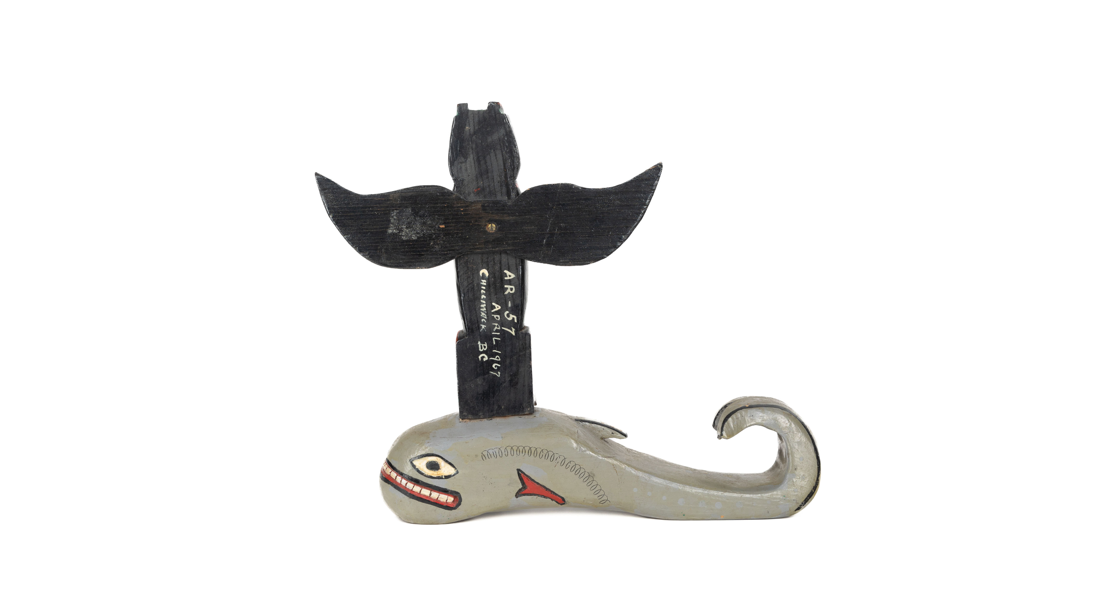 Unidentified Artist (Chilliwack, BC) - Whale Totem (1967),  Polychrome painted wood, 14 x 14.5 x 3.5 in, $400 (verso).png