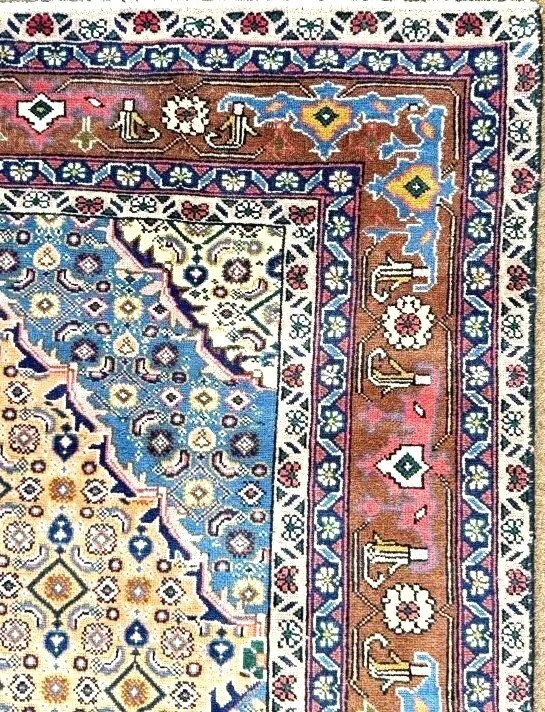 Rare Rust & Blue Ardabil Rug, 6'3 x 10'