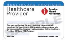 This is the current version of the American Heart Assocation BLS for Healthcare Provider card