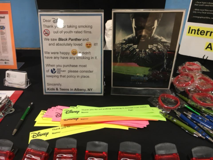 Children and parents were educated during International Week of Action regarding smoking in the movies at the Stop the Violence Talent Show hosted by the Albany Boys & Girls Club on March 3rd. Families were encouraged to sign the MPAA signature banner, the Parent to Parent Media Company petition form, and the MPAA postcards.