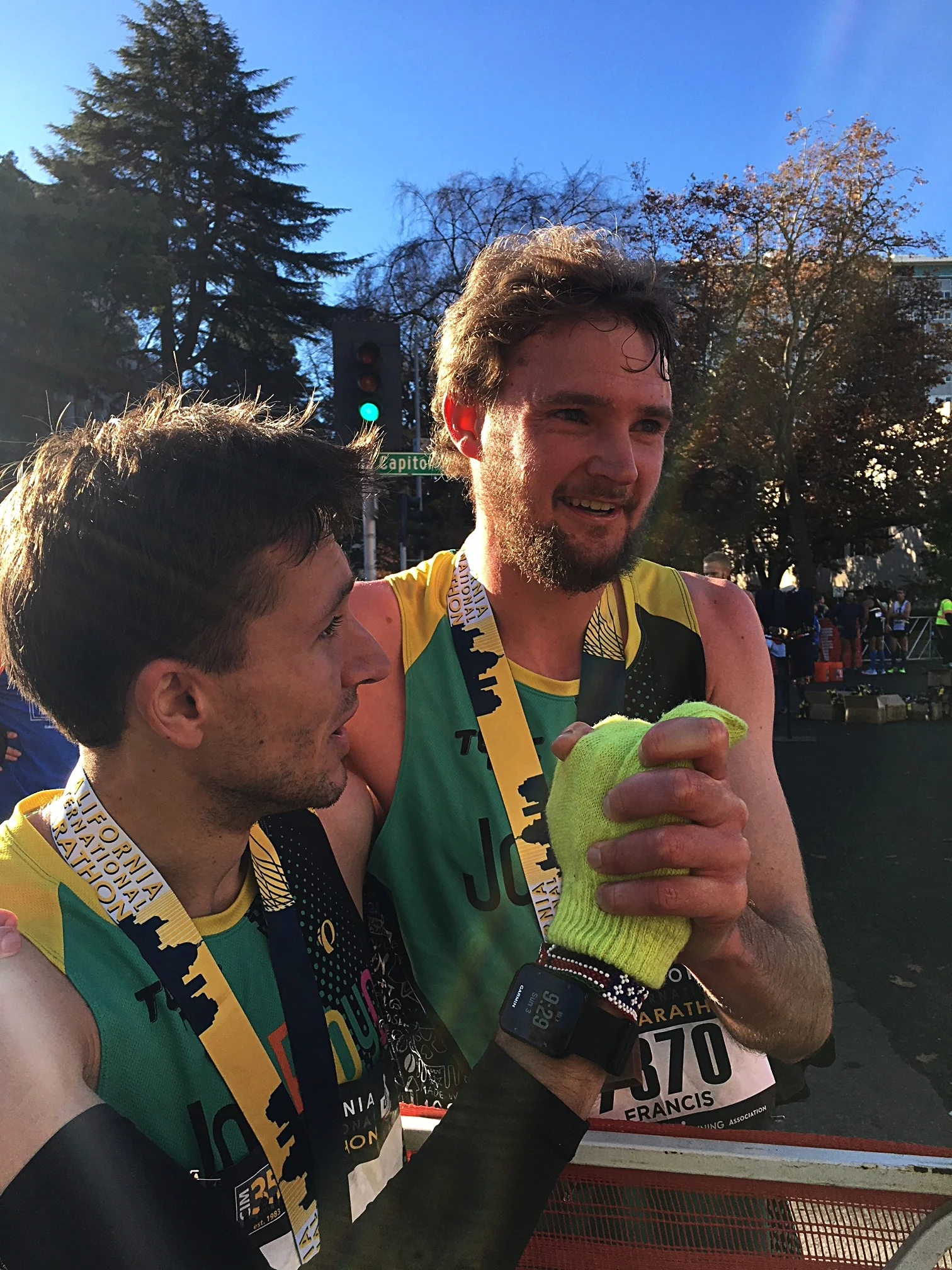 Francis and Greg at the finish of CIM