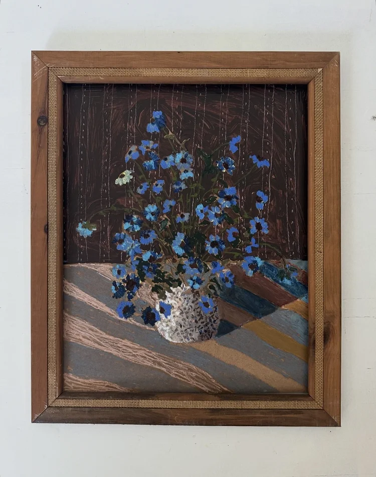 キム「Flower on the Blue Table」版画 額装 #501 キム「Flower on the Blue Table」版画 額装 #501 キム「Flower on the
