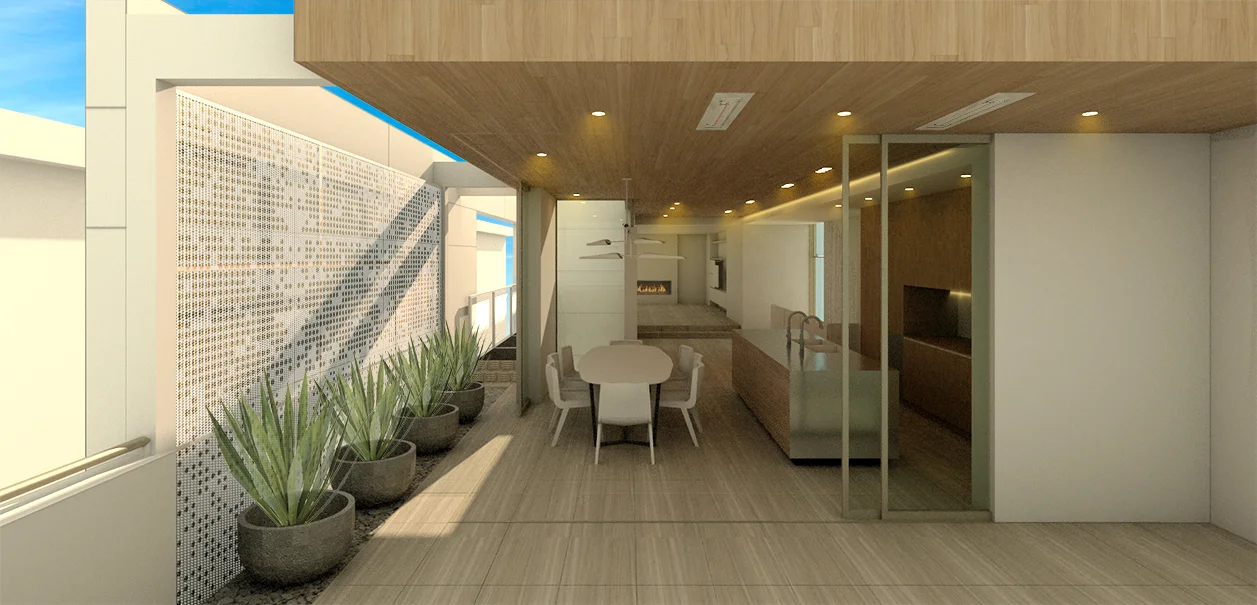 3rd floor rendering illustrating perforated metal screen.