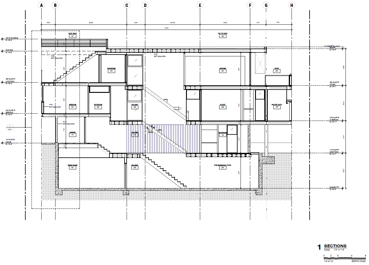 Section showing staircase.
