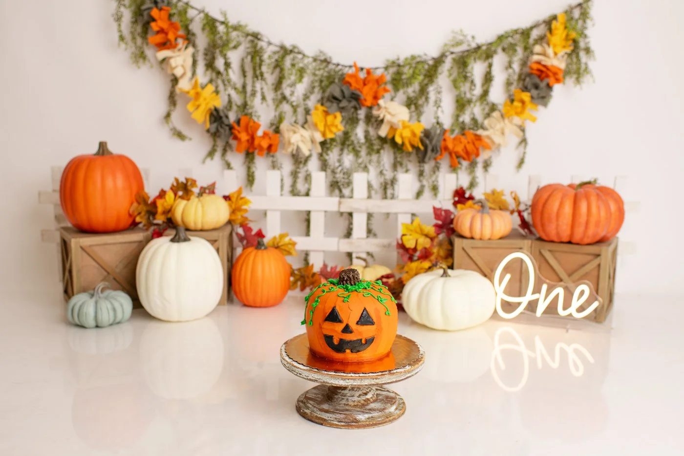 pumpkin cake smash setup at my san jose studio