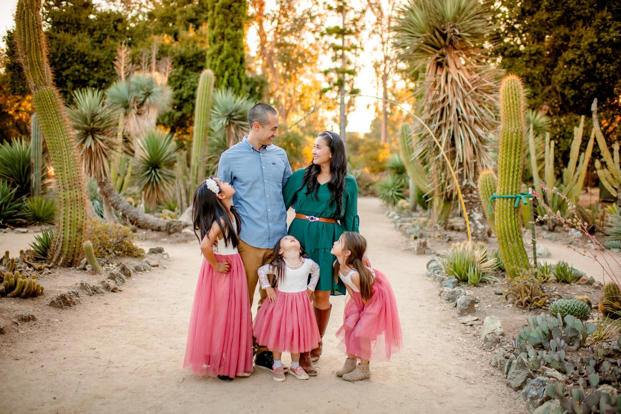 bay area family photographers. Enjoyable Sunset session with a family of 5 in Cactus Garden at Palo Alto.
