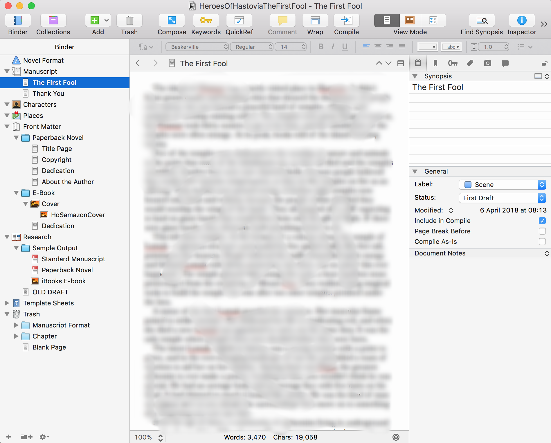 Great for novels where you can gather your research and split chapters under the manuscript setting