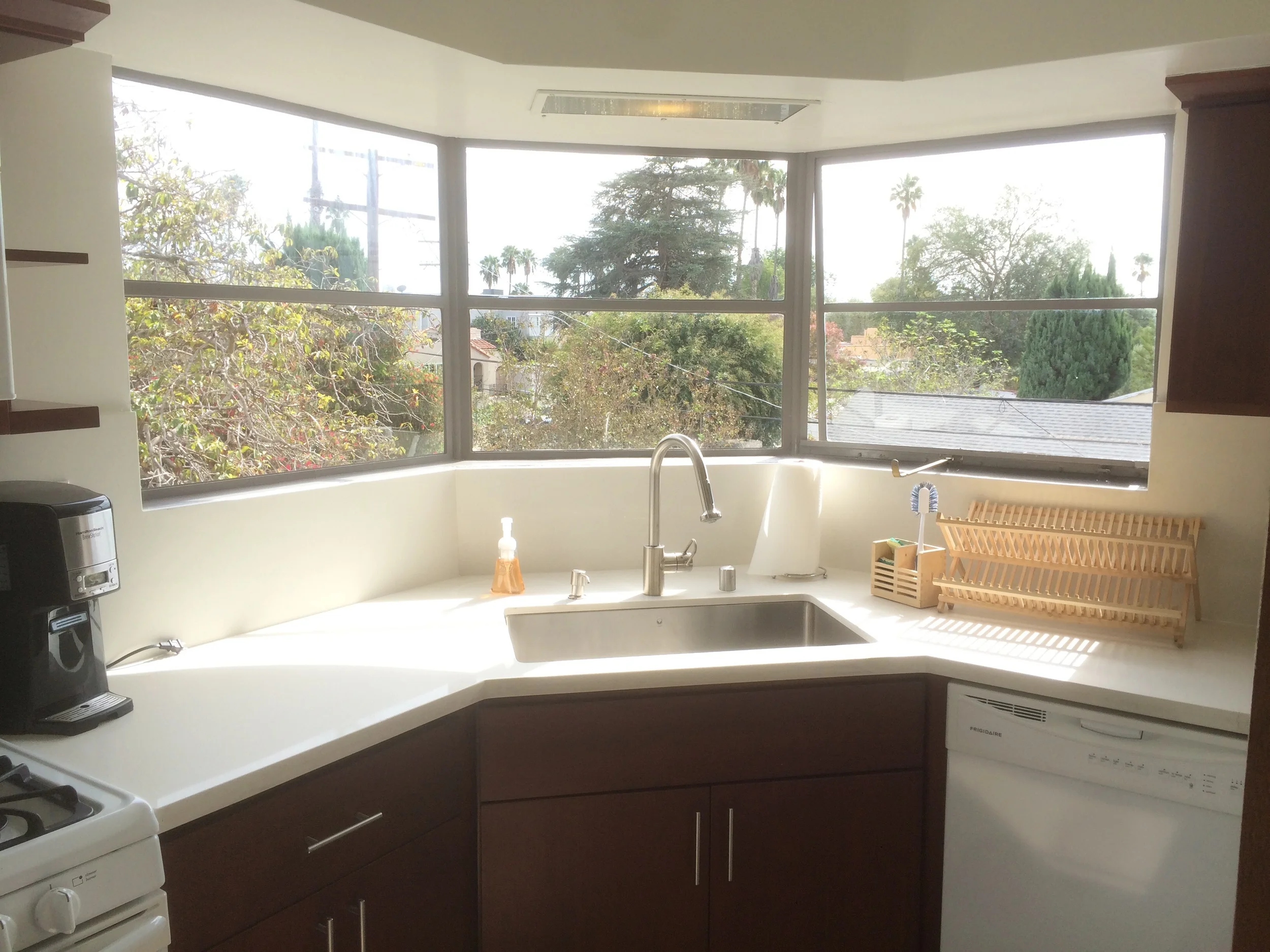Upstairs kitchen with views facing downtown.