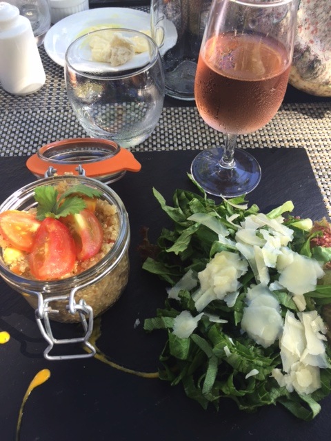Lunch was our favorite food experience. Everything was homemade and the presentation was always creative. Arugula salad w/paramasian & squash flavored quoina with Rose' 