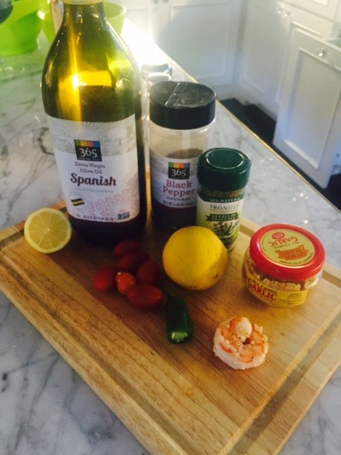 A few simple ingredients. Dinner prep time took me about 30 minutes. I put on my favorite Pandora Station- Tropical Jazz and I enjoy every minute.