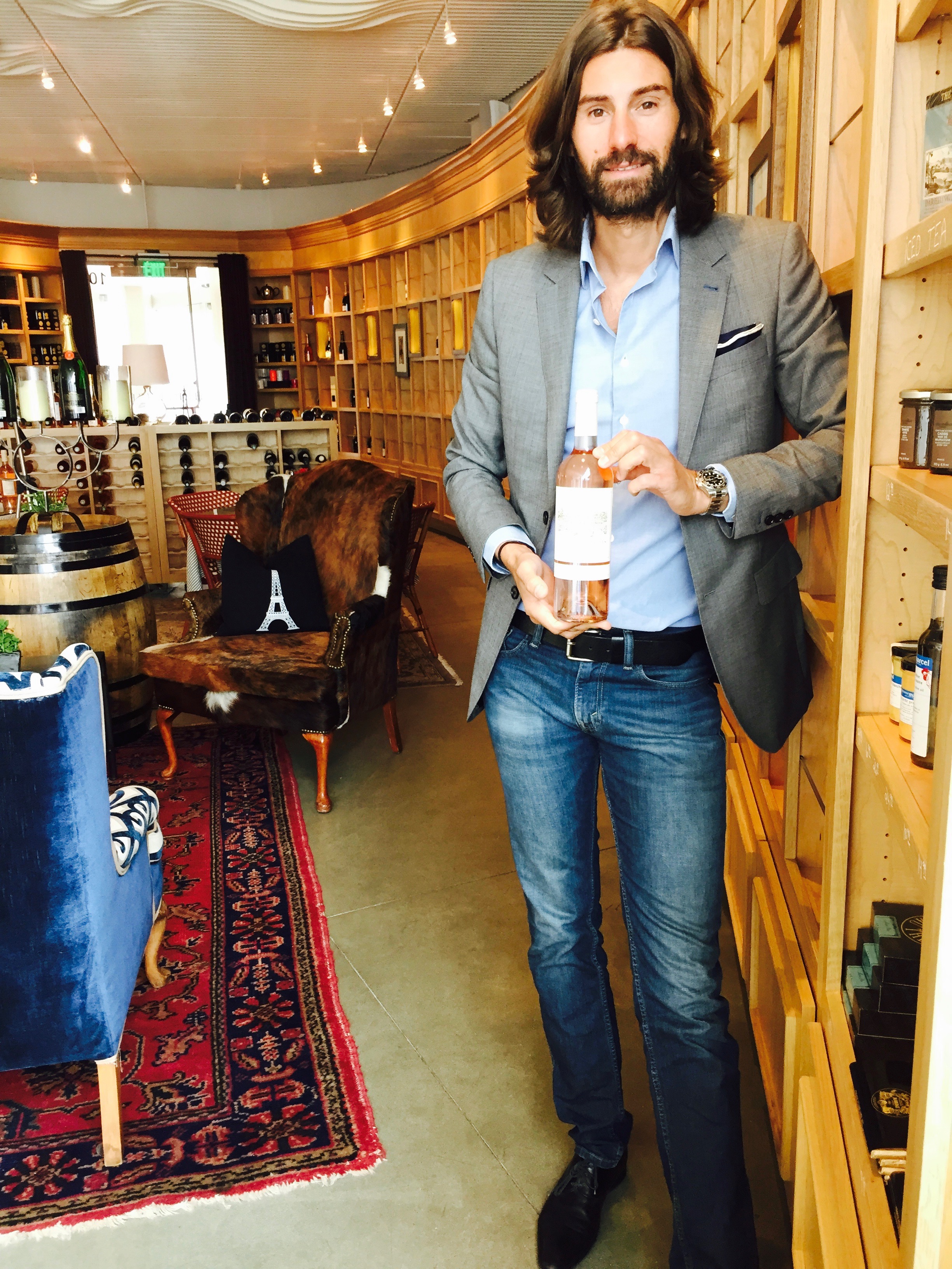 Jordane is holding his favorite Rosé - Château Vannieres 2015