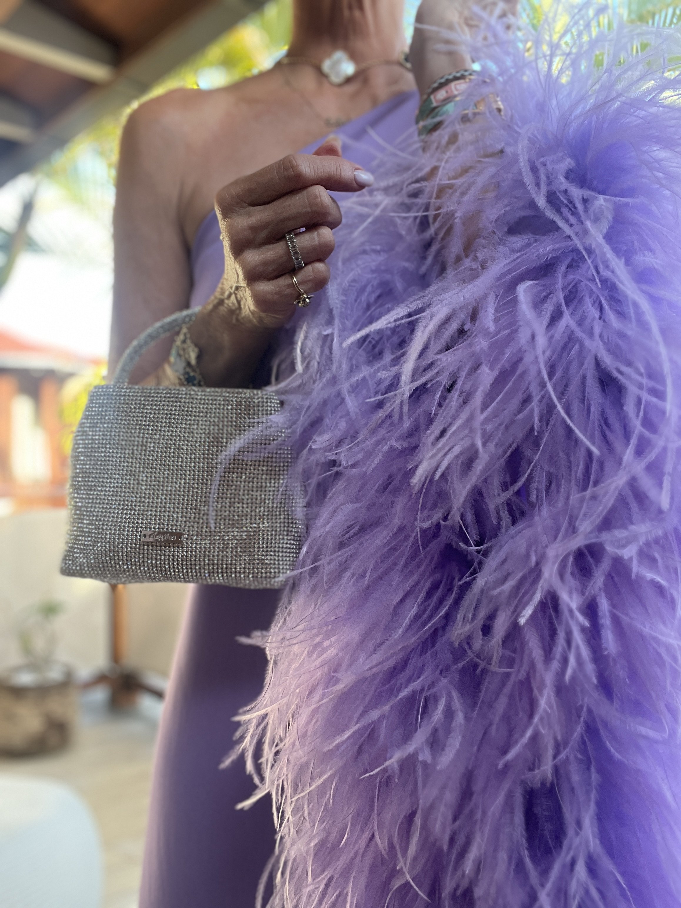 chanel purple fur bag