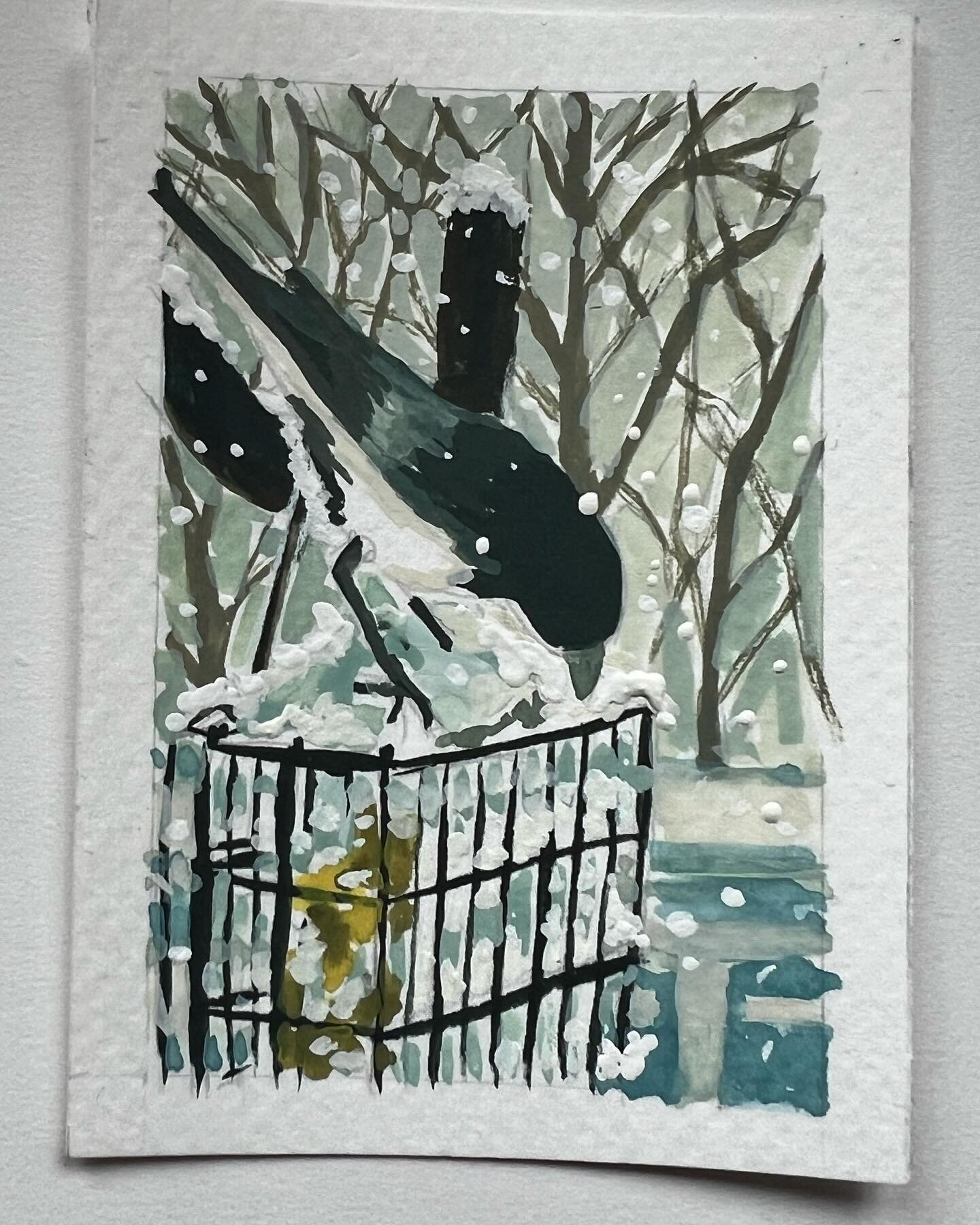 This little ATC was painted from a photo @foamchick shared during the last big snow fall. 
Flew off to a fellow artist as part of the ATC group in The @justin_donaldson_art Community on discord. 

This was super fun to paint and so glad to have parti