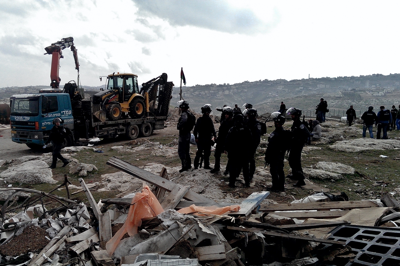 Israeli soldiers enter the protest camp