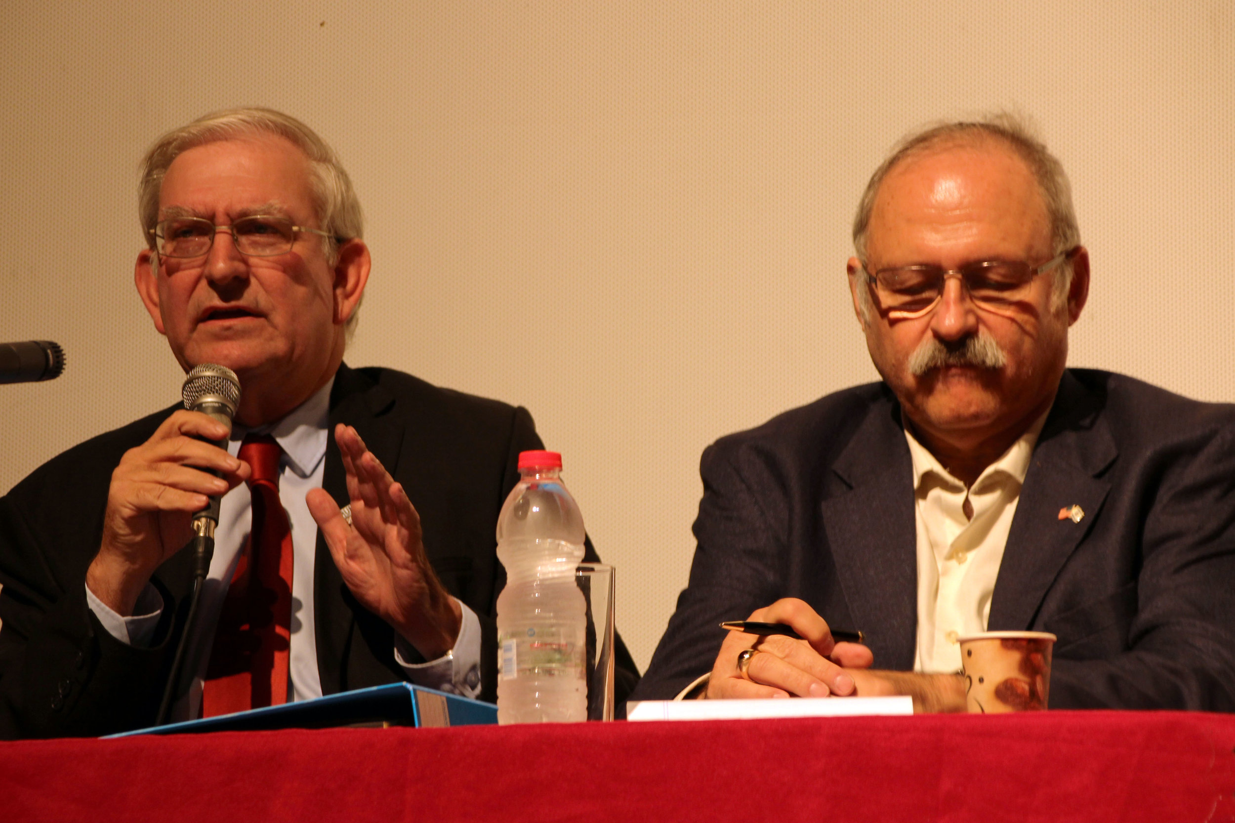 Mark Zell & Sheldon Schorer during debate.jpg