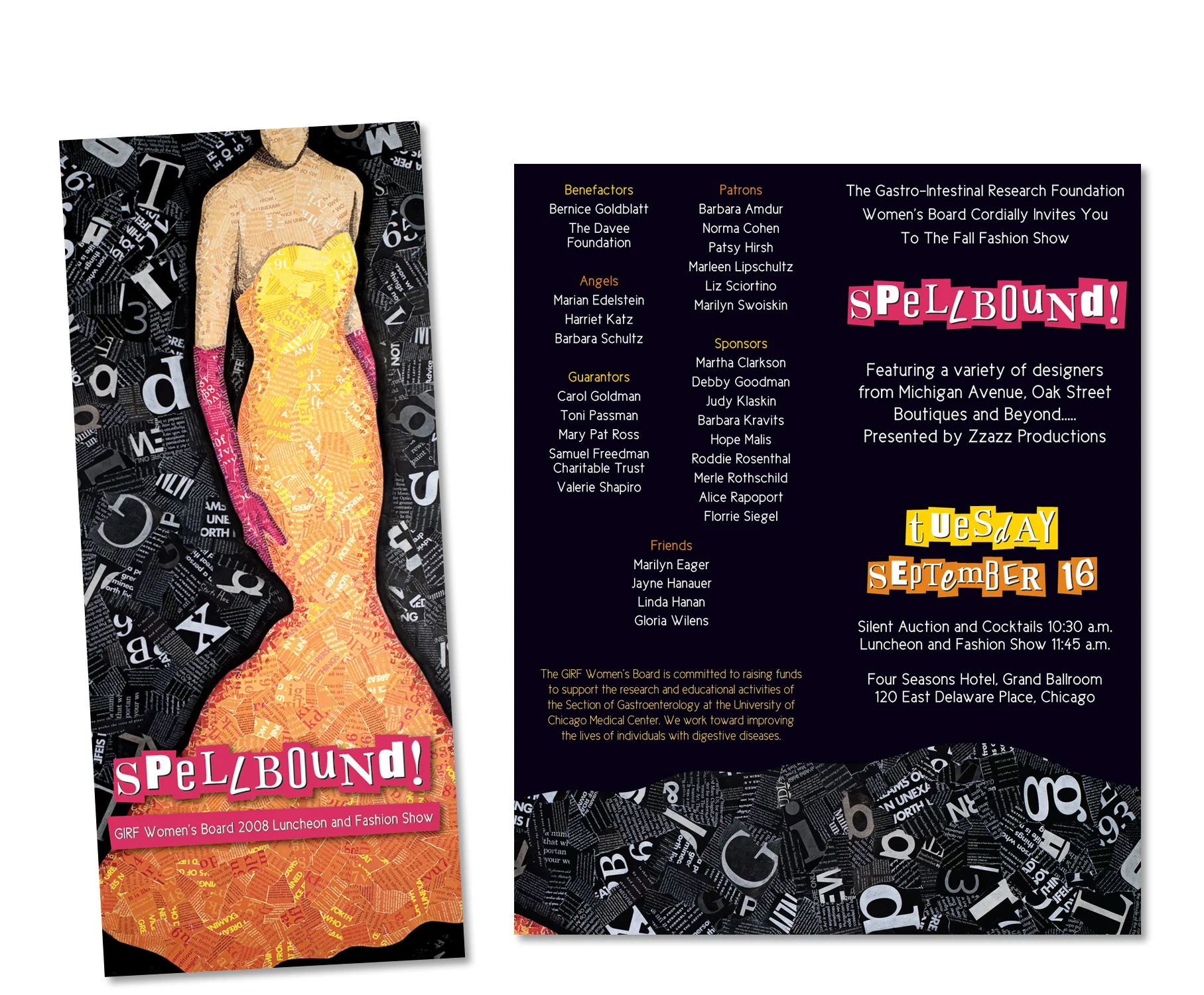 Client: Gastro-Intestinal Research Foundation / Runway fashion show fundraiser invitation