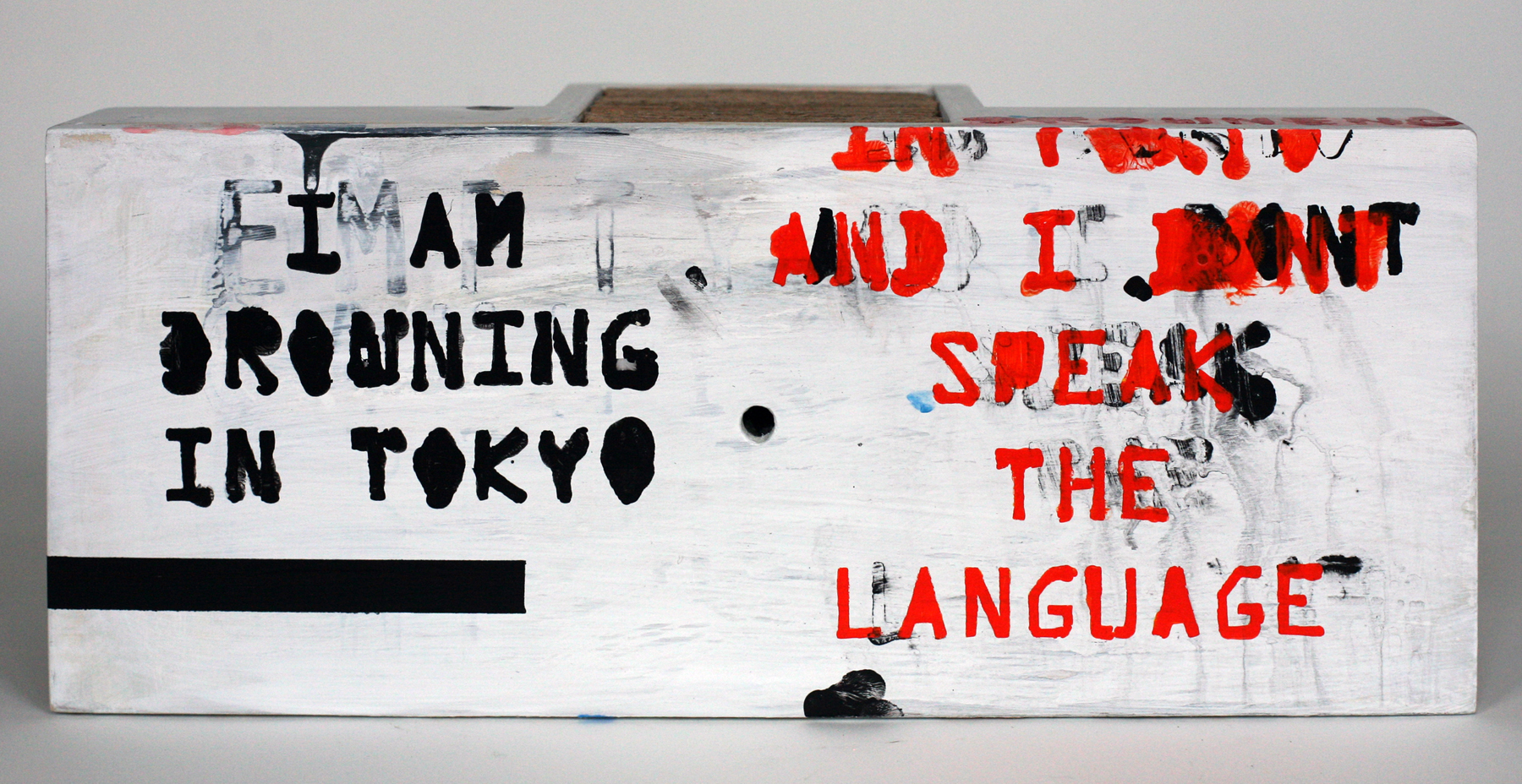 Drowning in Tokyo, polychrome wood, 2013 (private collection)