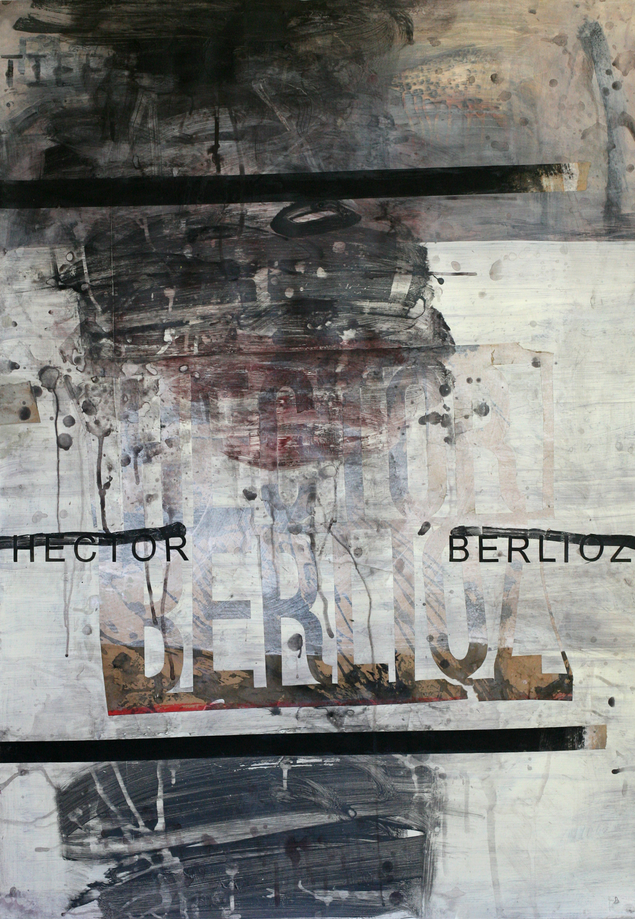 Hector Berlioz, acrylic and paste on paper on board, 48" x 34"
