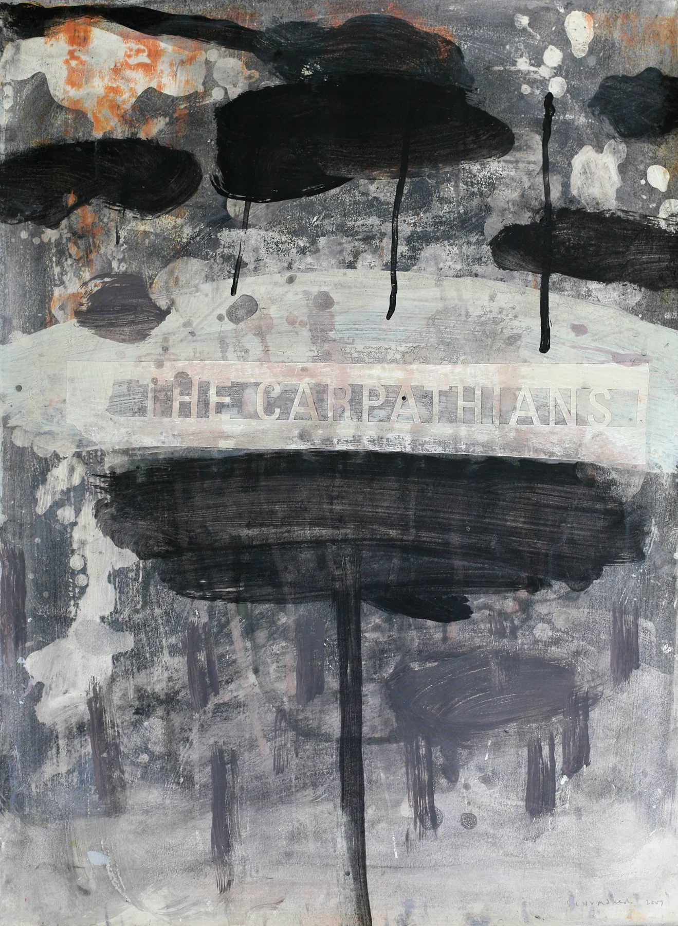 The Carpathians, acrylic on paper on board, 30" x 22"