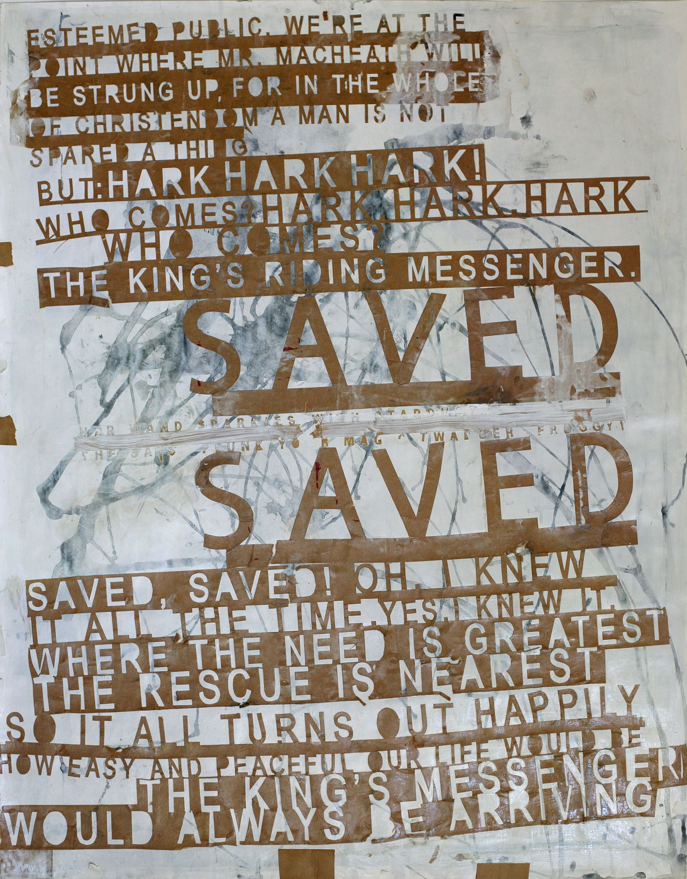 Saved (white), acrylic and paste on paper