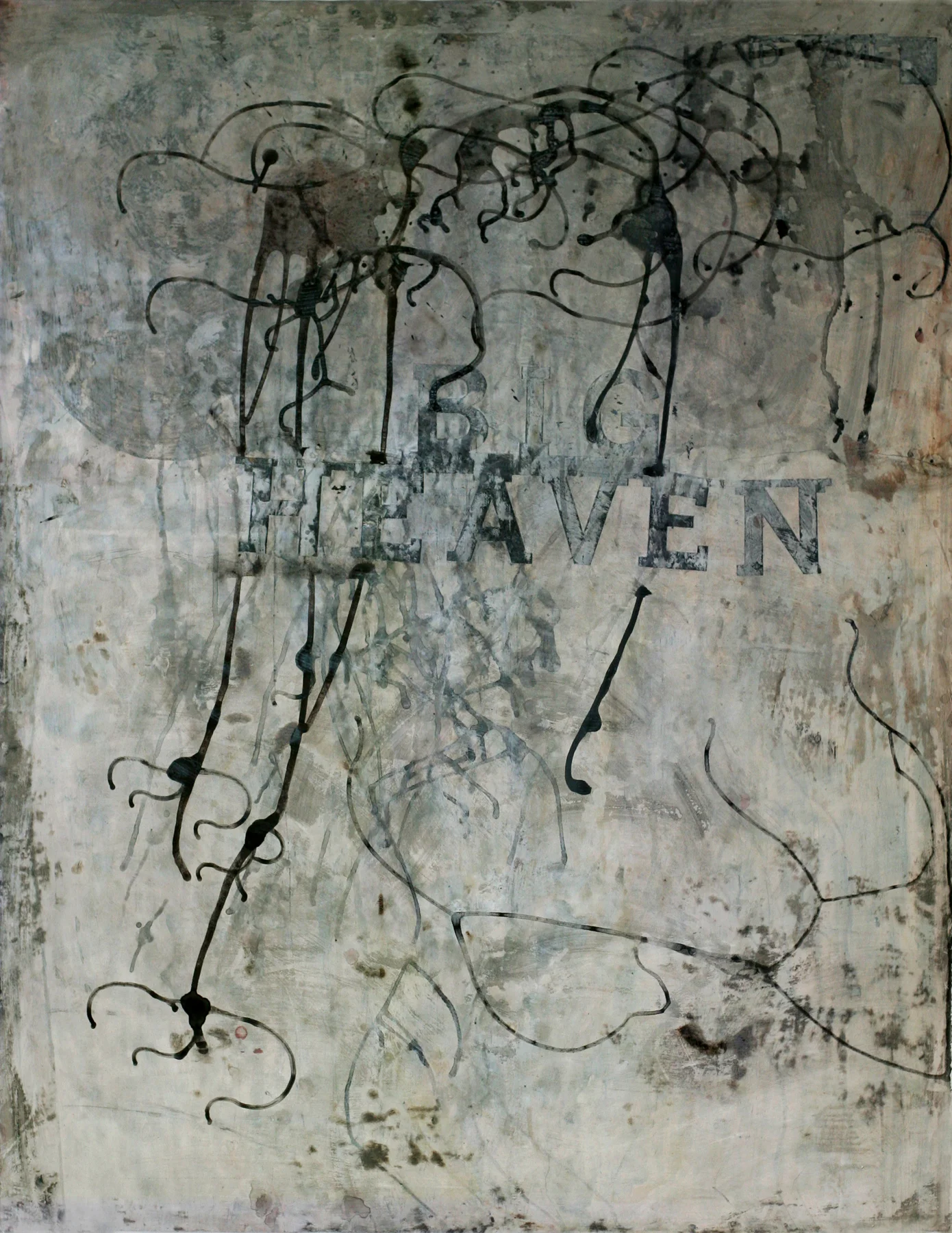 Big Heaven, 50" x 34", acrylic and paste on paper 