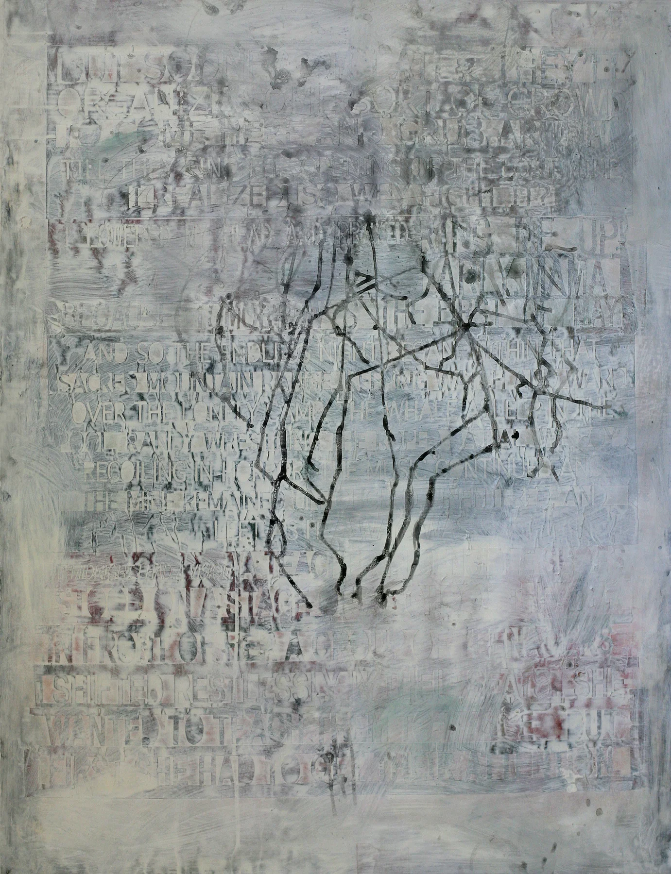 Dance Lesson, 50" x 34", acrylic and paste on paper 