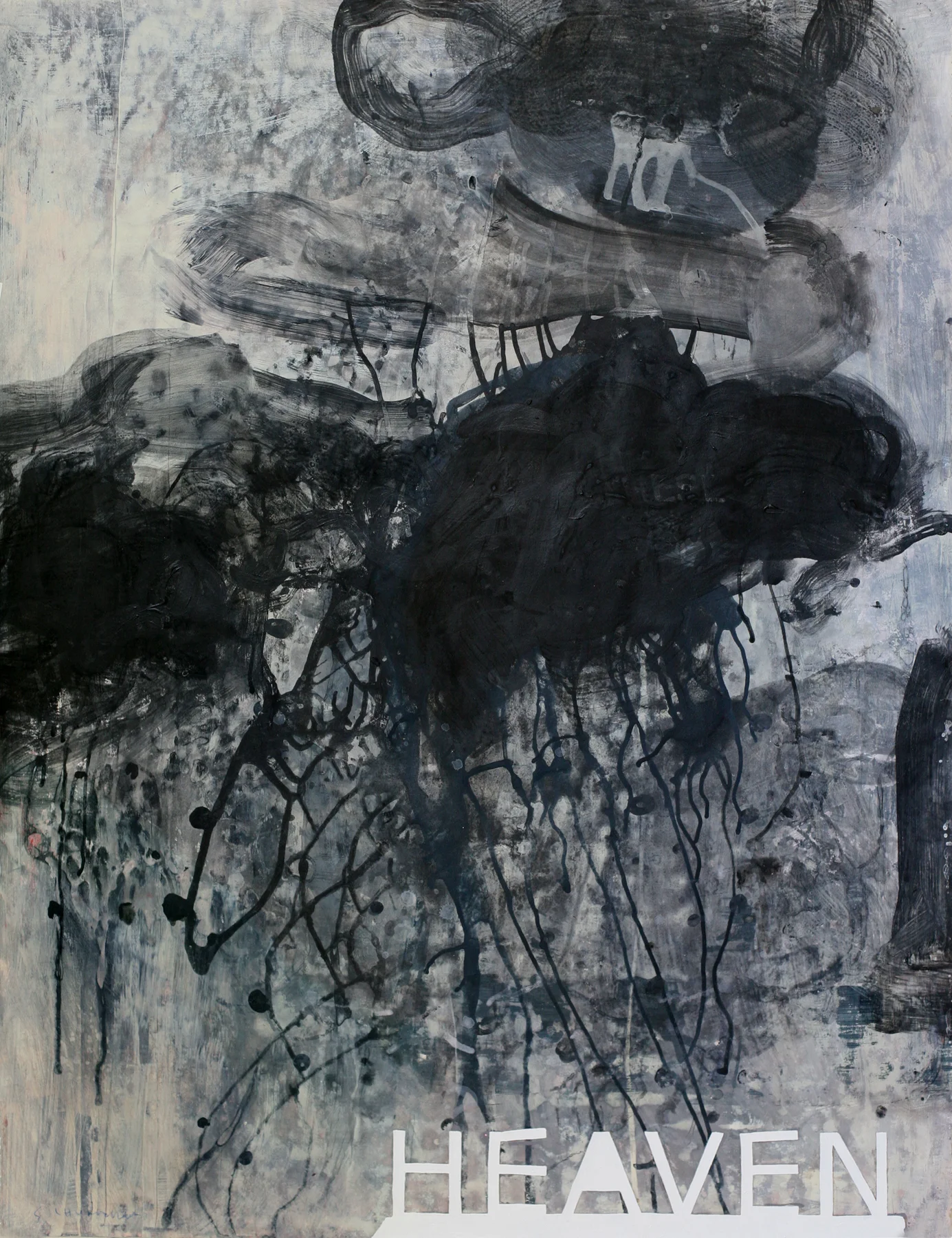 Dark Heaven, 50" x 34", acrylic and paste on paper 