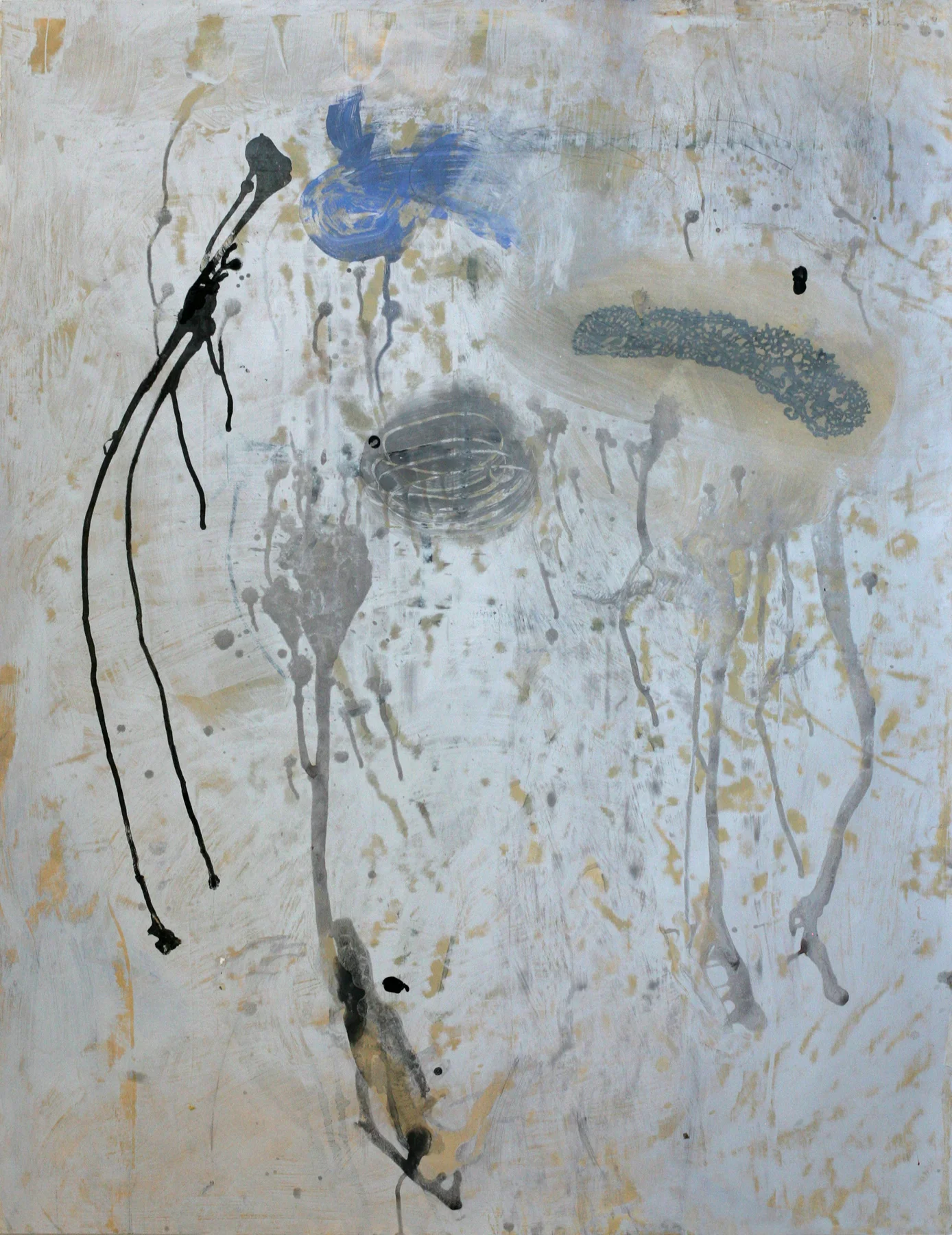 Doily, 50" x 34", acrylic and paste on paper (private collection) 