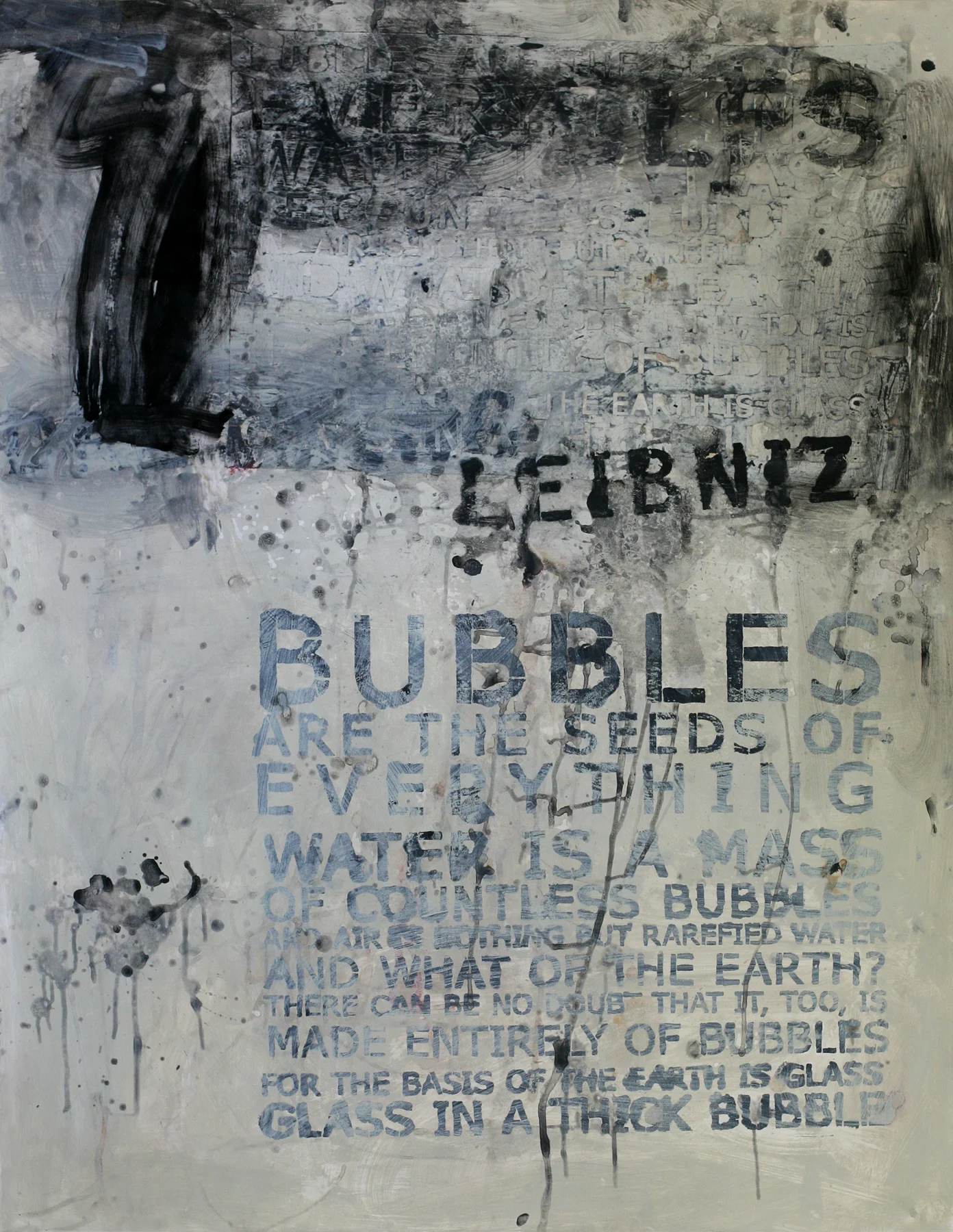 Leibniz' Bubbles, 50" x 34", acrylic and paste on paper 