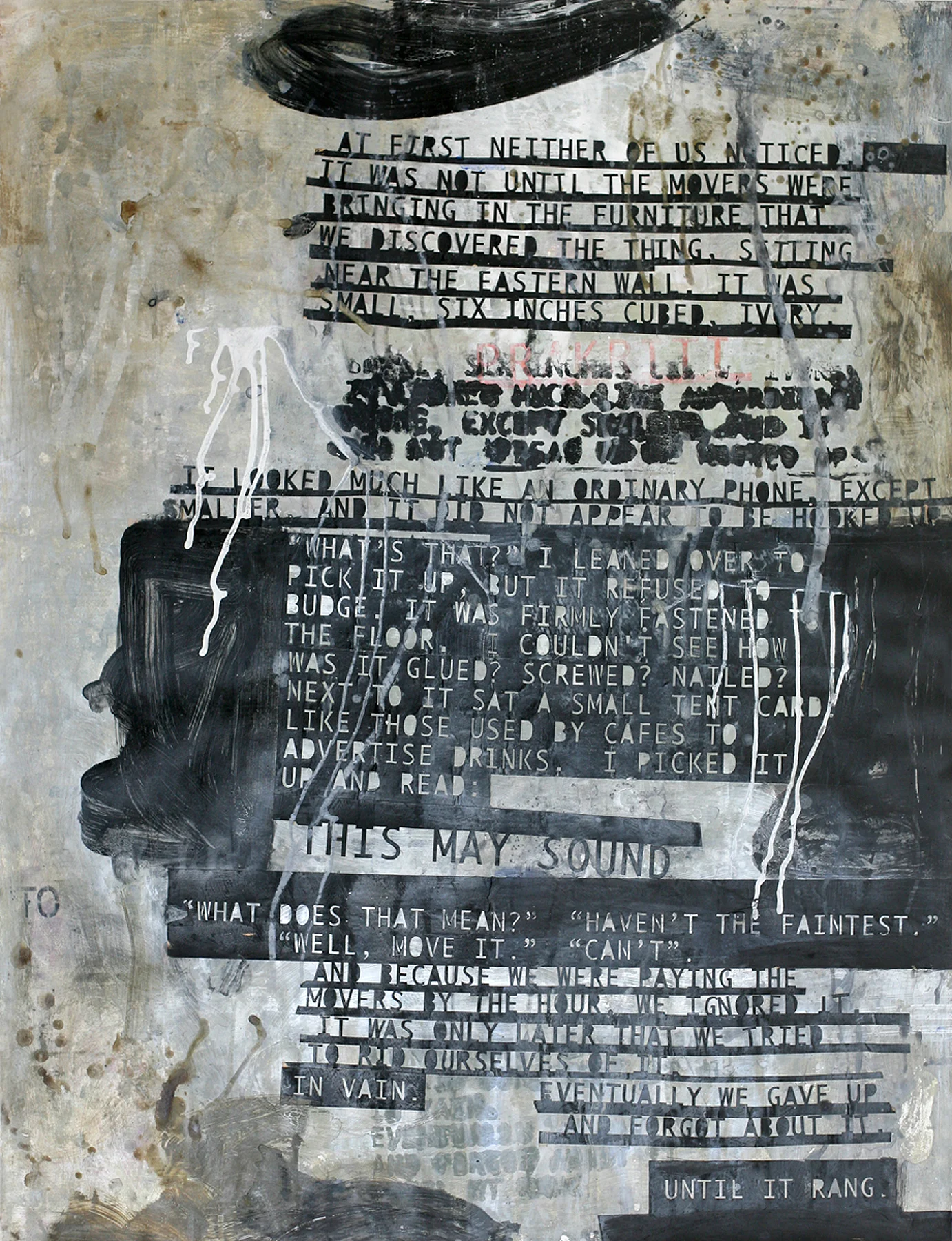 This May Sound, 50" x 34", acrylic and paste on paper 