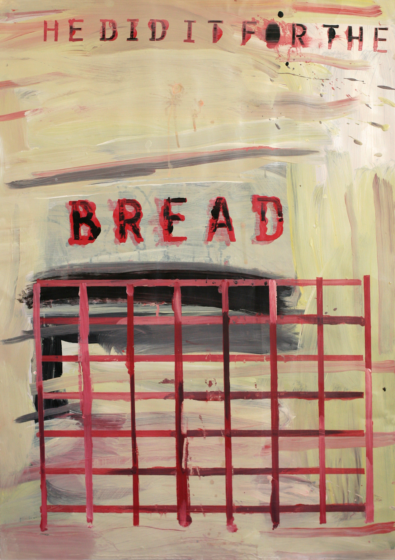 Bread, acrylic and paste on paper 