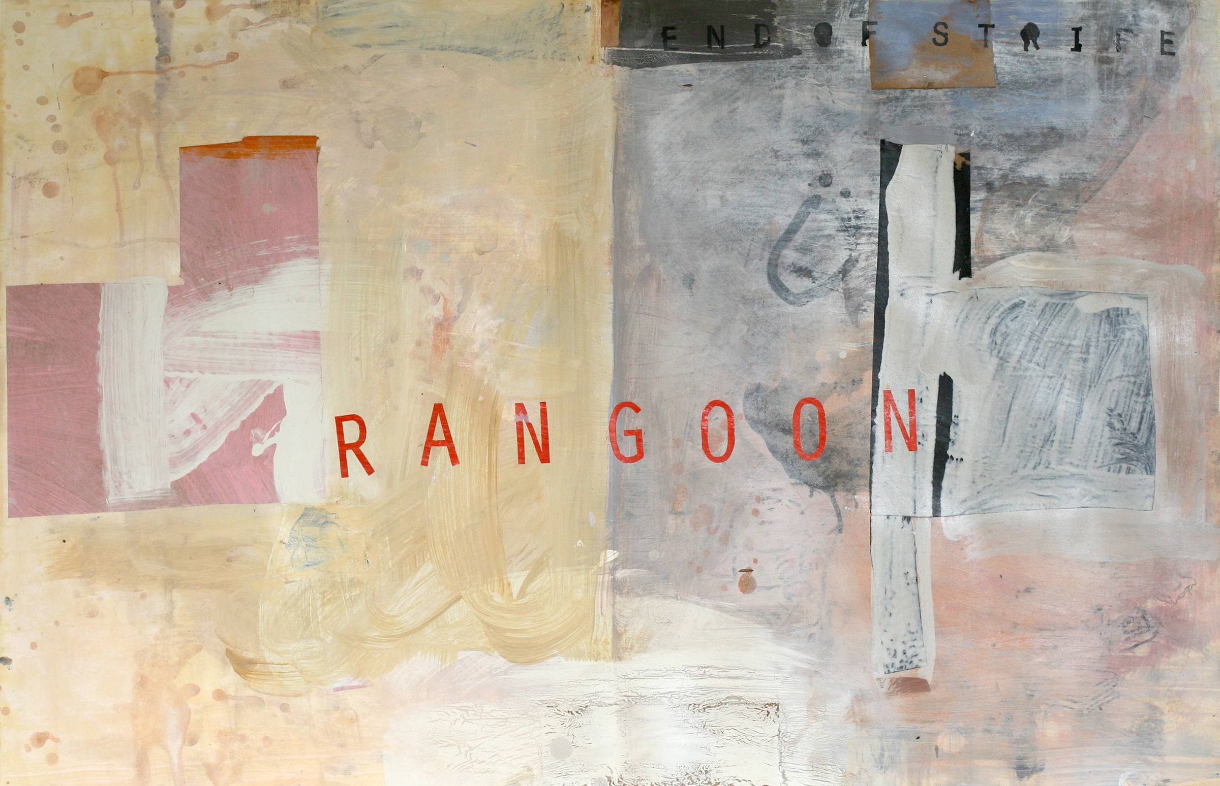 Rangoon, acrylic and paste on paper 