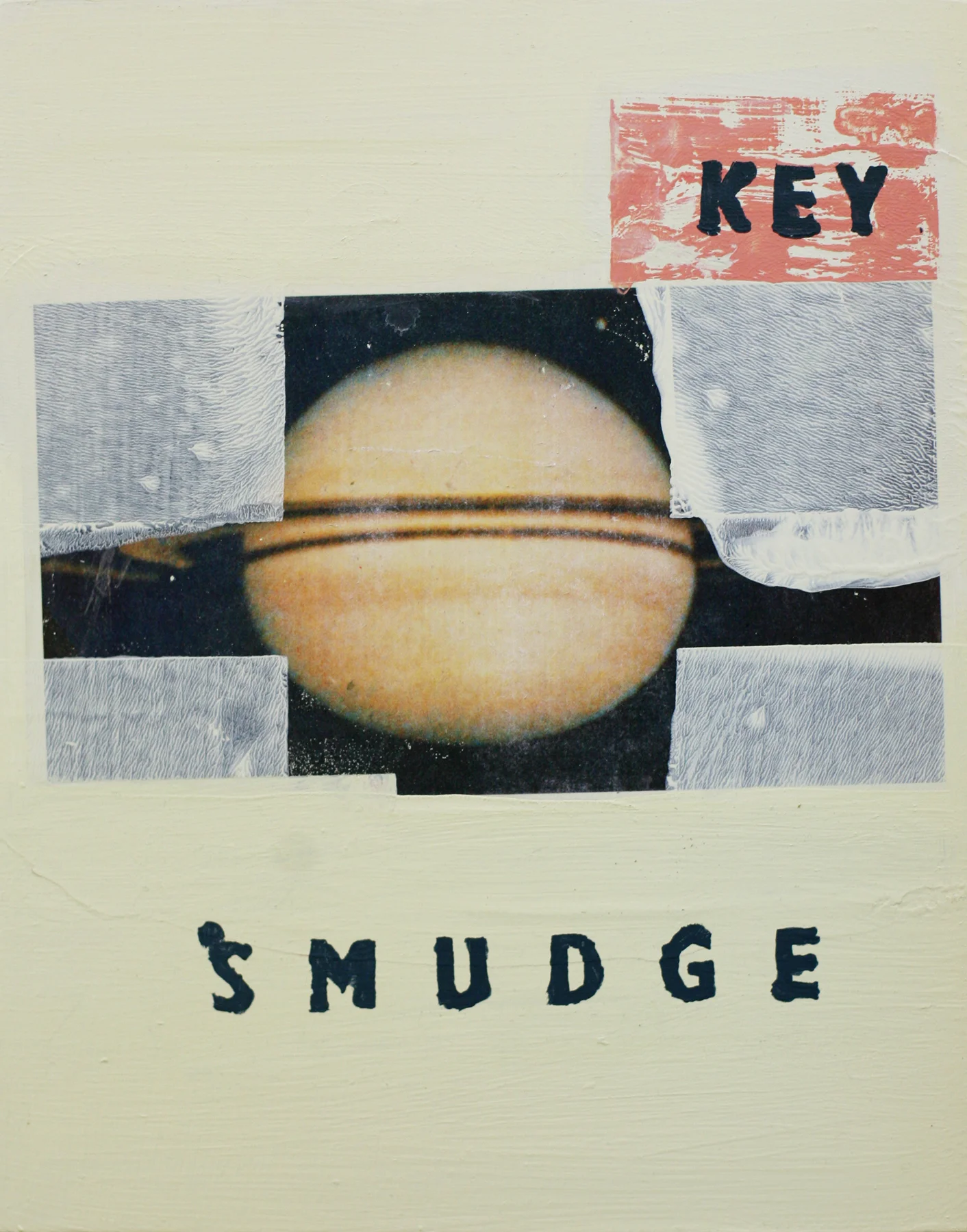 The Key Smudge, acrylic and transfer on wood, 14" x 11"