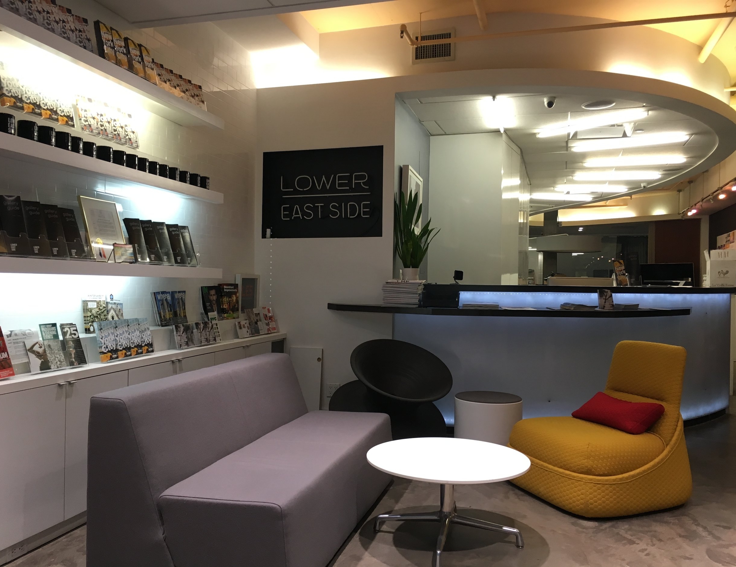 The Lower East Side Partnership operates a visitor center during weekday business hours that offers a respite for tourists and houses all NYC sponsored and local business brochures.