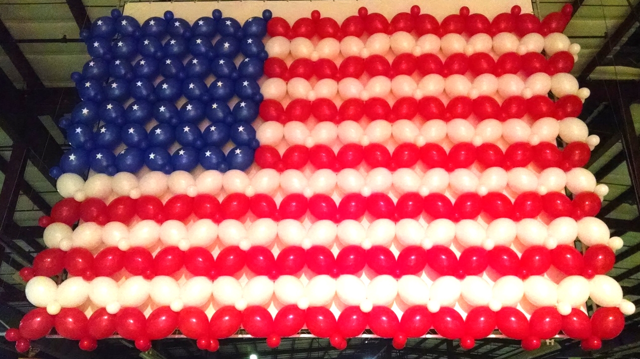 Balloon sculpture of an American flag