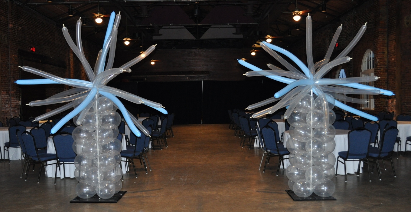 Fire and ice themed prom balloon decor ice side