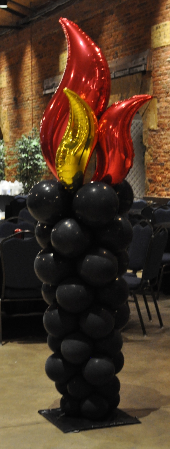 Fire and ice themed prom balloon torch column