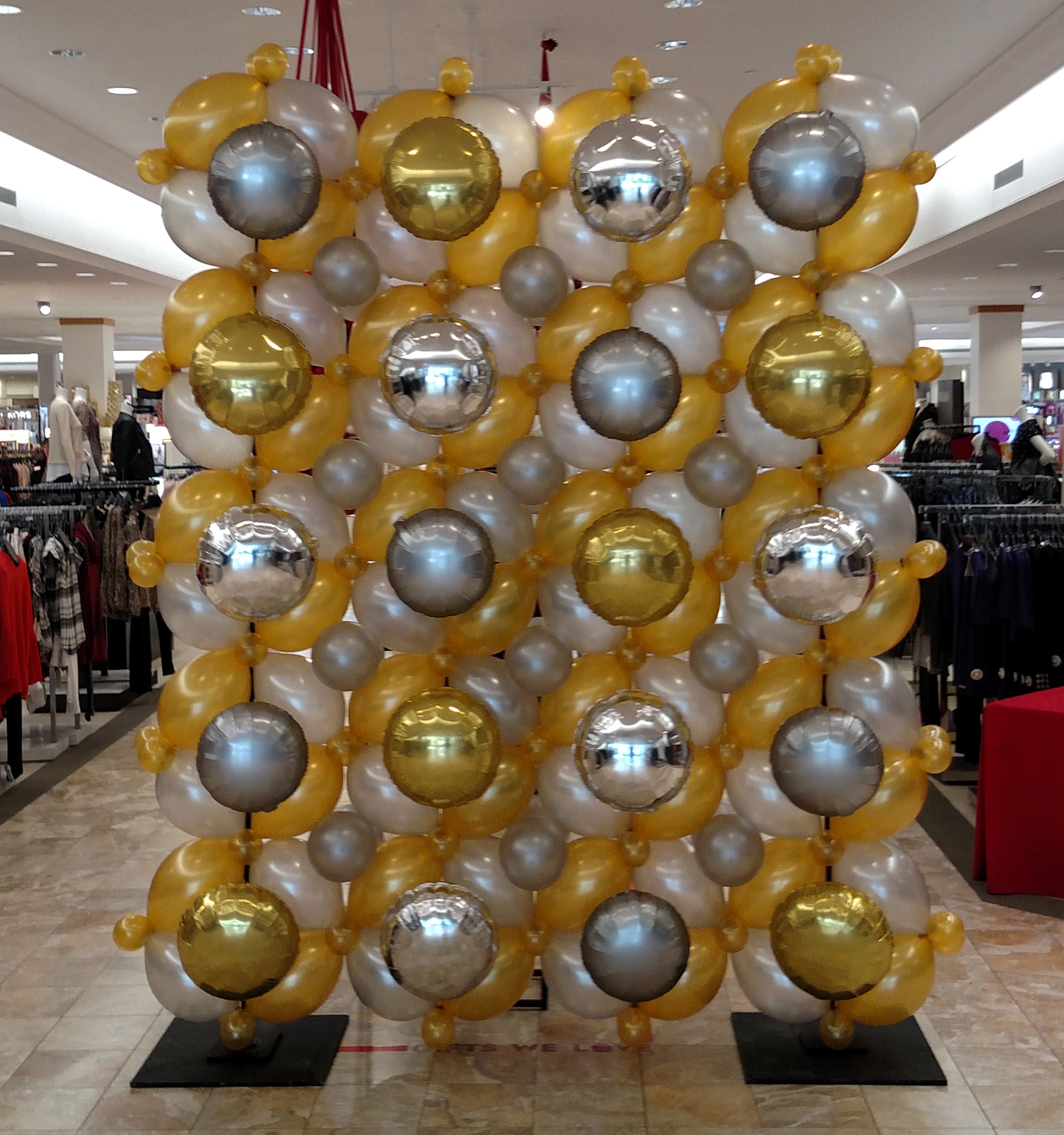 Macy's Silver, Gold, and Platinum Balloon Wall