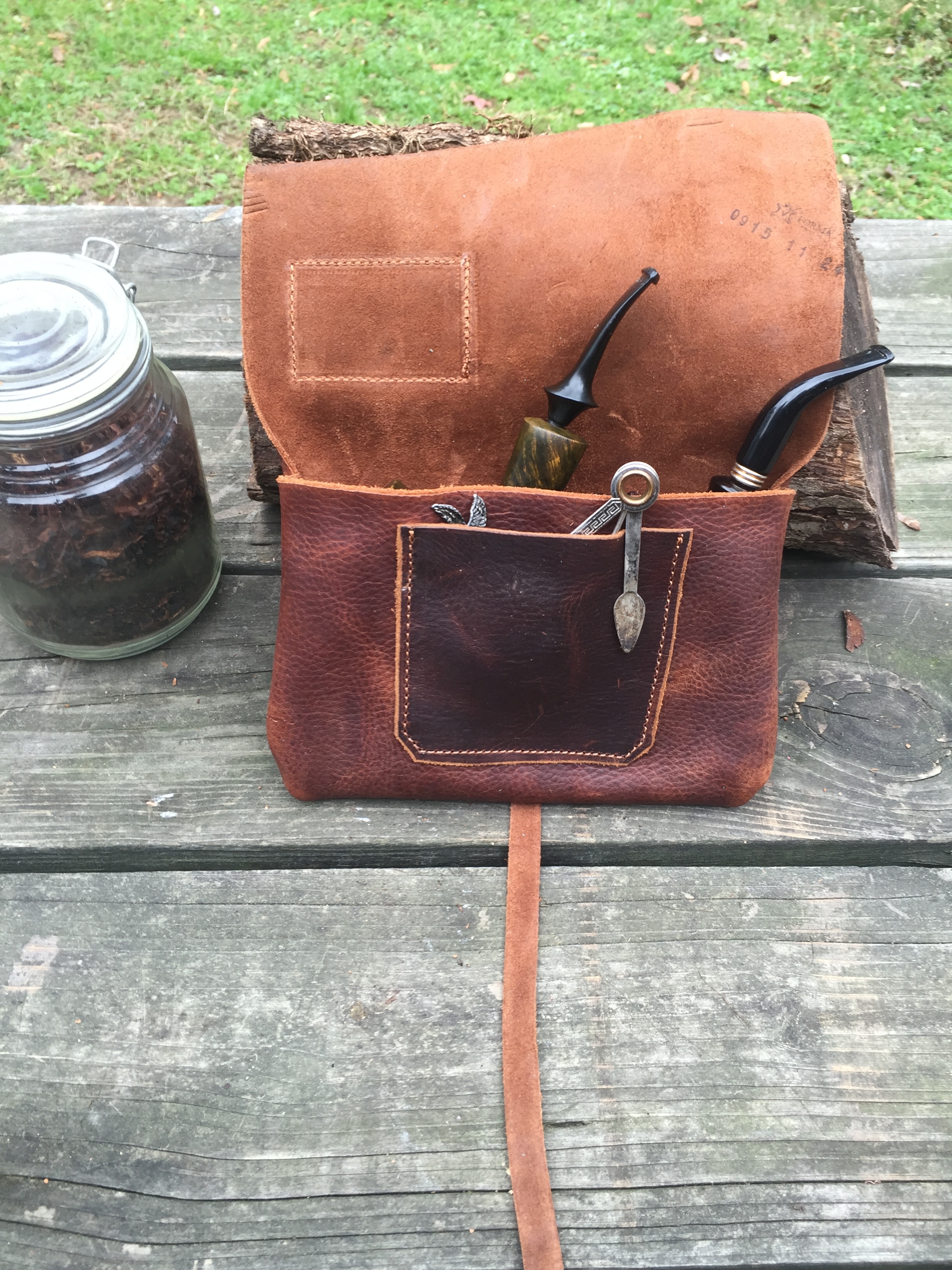 Genuine Super Soft Grained Leather Tobacco Pouch by London Leather 