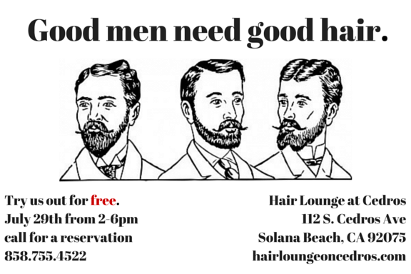 call us to book a reservation for a free men's haircut on July 29th from 2-6pm. A free haircut comes with a free beer. 