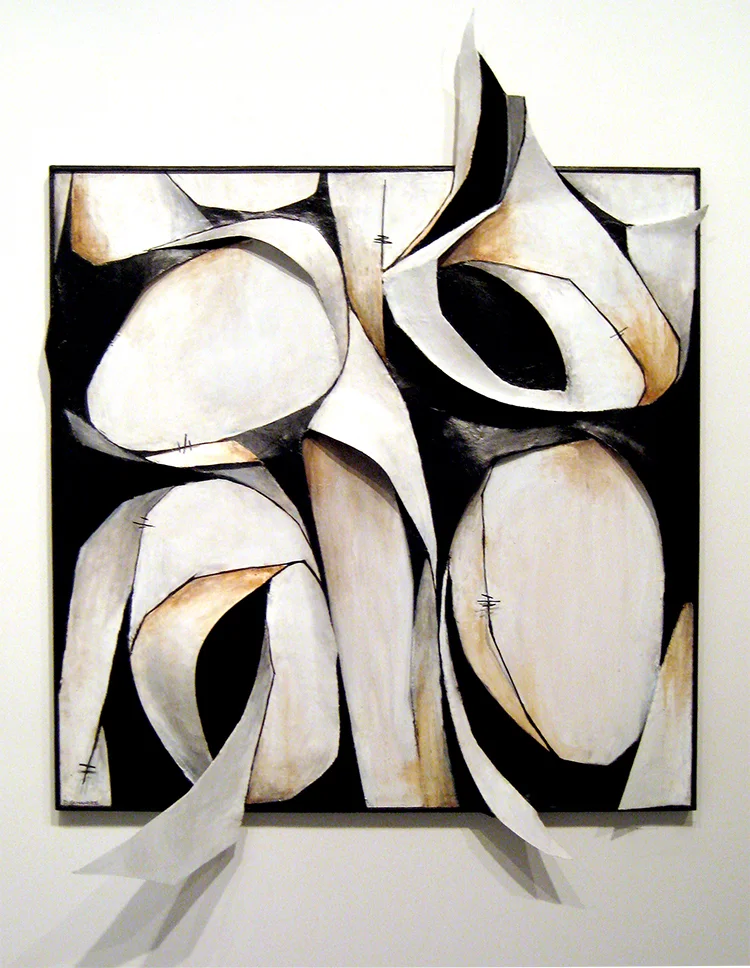 TRUSION | METAL &amp; WIRE RELIEF,&nbsp; ACRYLIC ON WOOD | 50" X 38" X&nbsp;9"