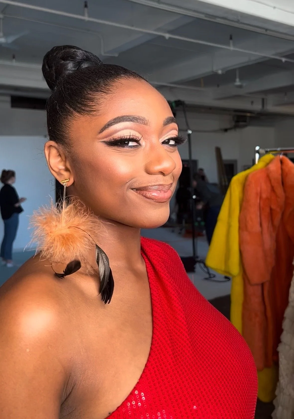 Hair and makeup backstage for Verve Records with Samara Joy.