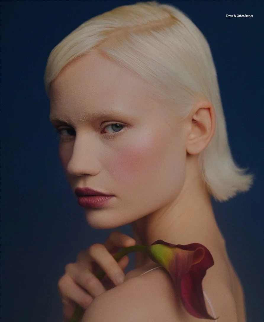Radiance-focused makeup look for Organic/Synthetic photoshoot in NYC.