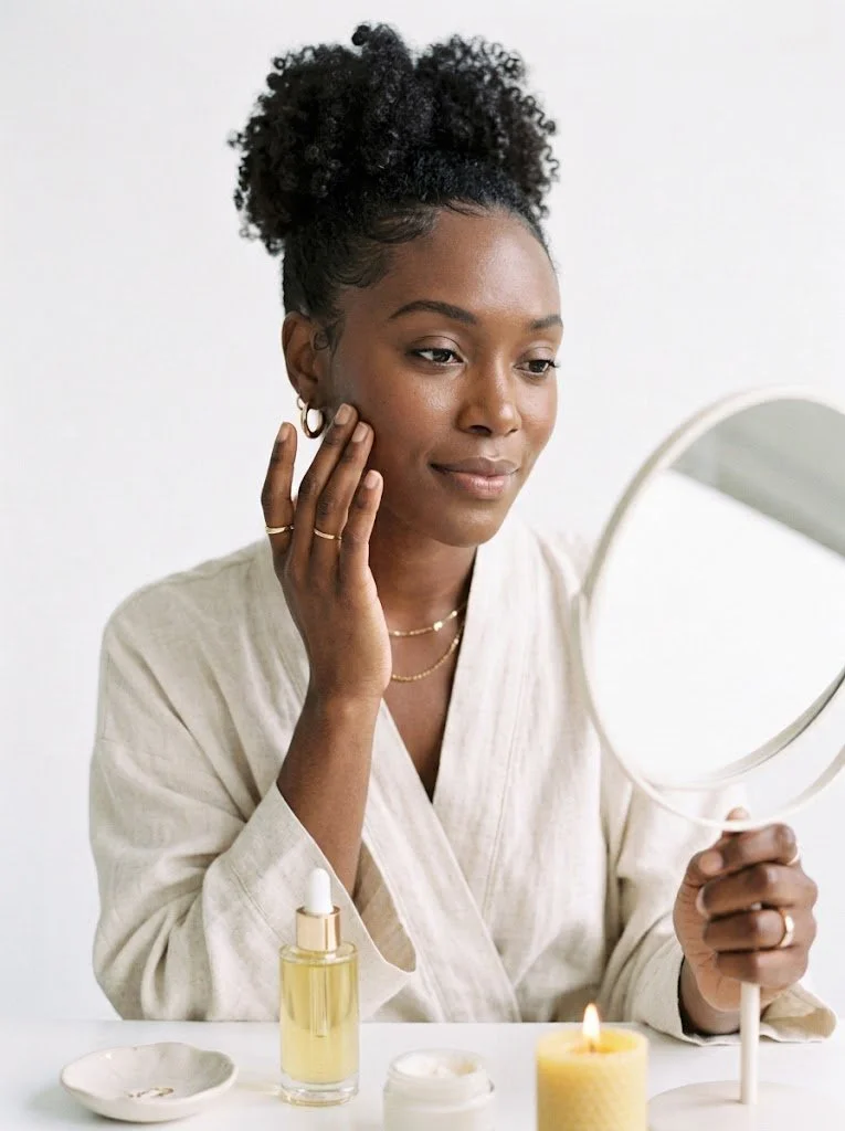 Polished makeup for a commercial shoot.