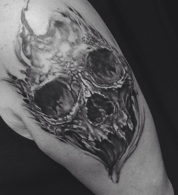 Black and grey skull