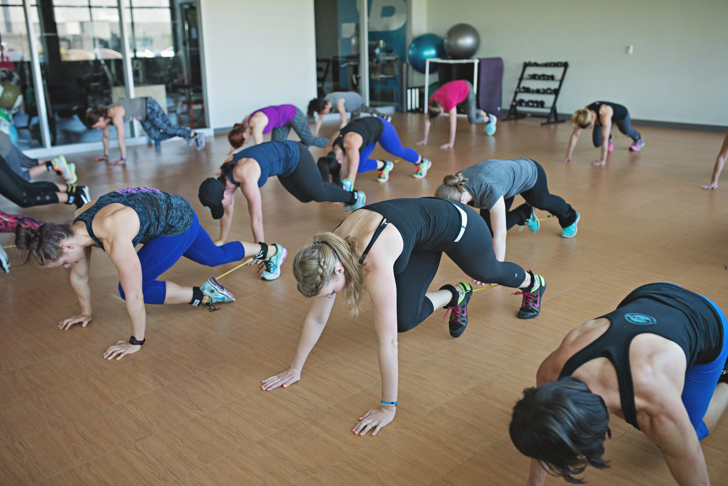 Group exercise room at Bodybuilding.com. Photo by Laken Fulton Photography